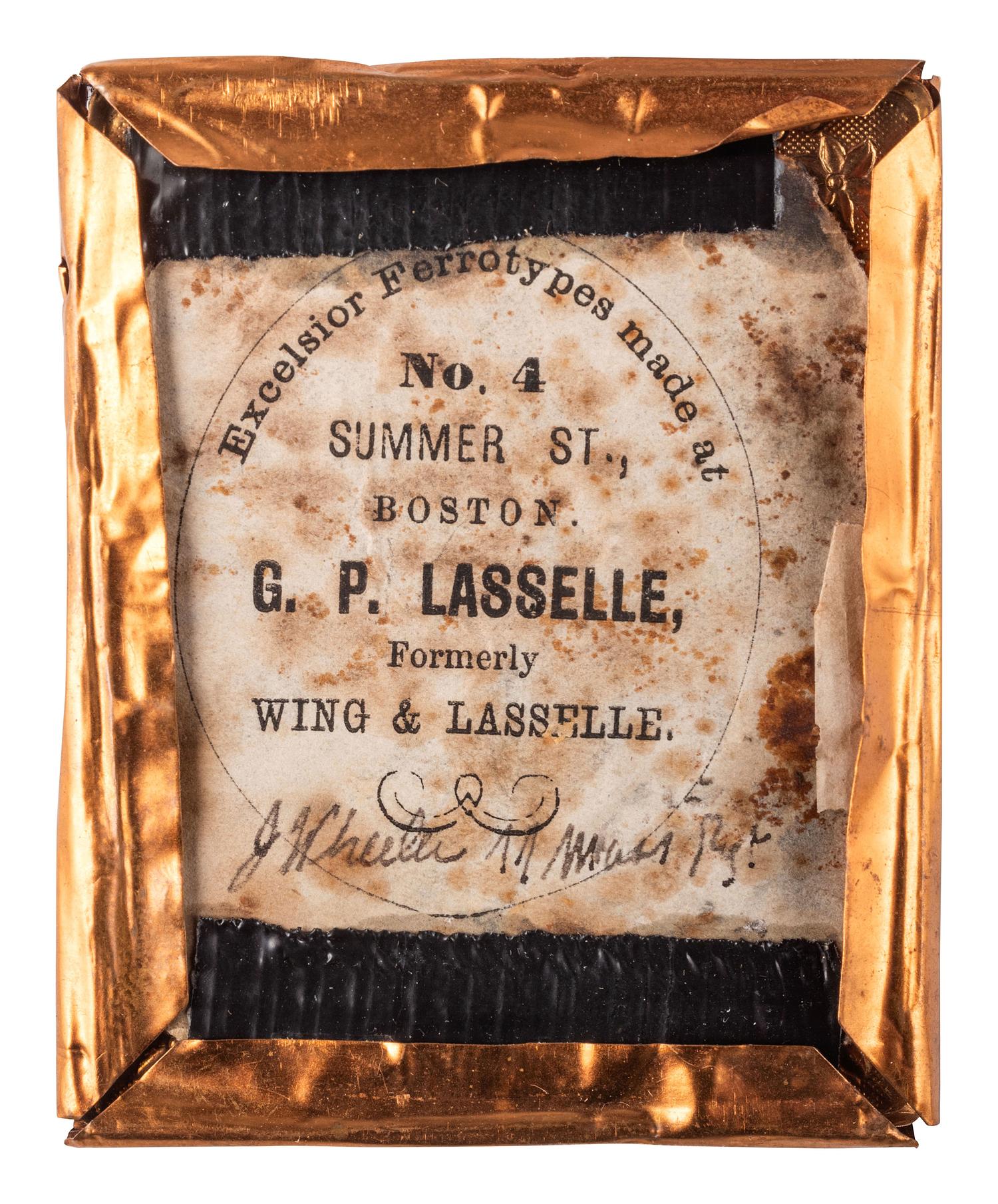 [CIVIL WAR]. LASSELLE, G.P., photographer. Identified ninth plate tintype portrait. COMBINED WITH 305155/176
