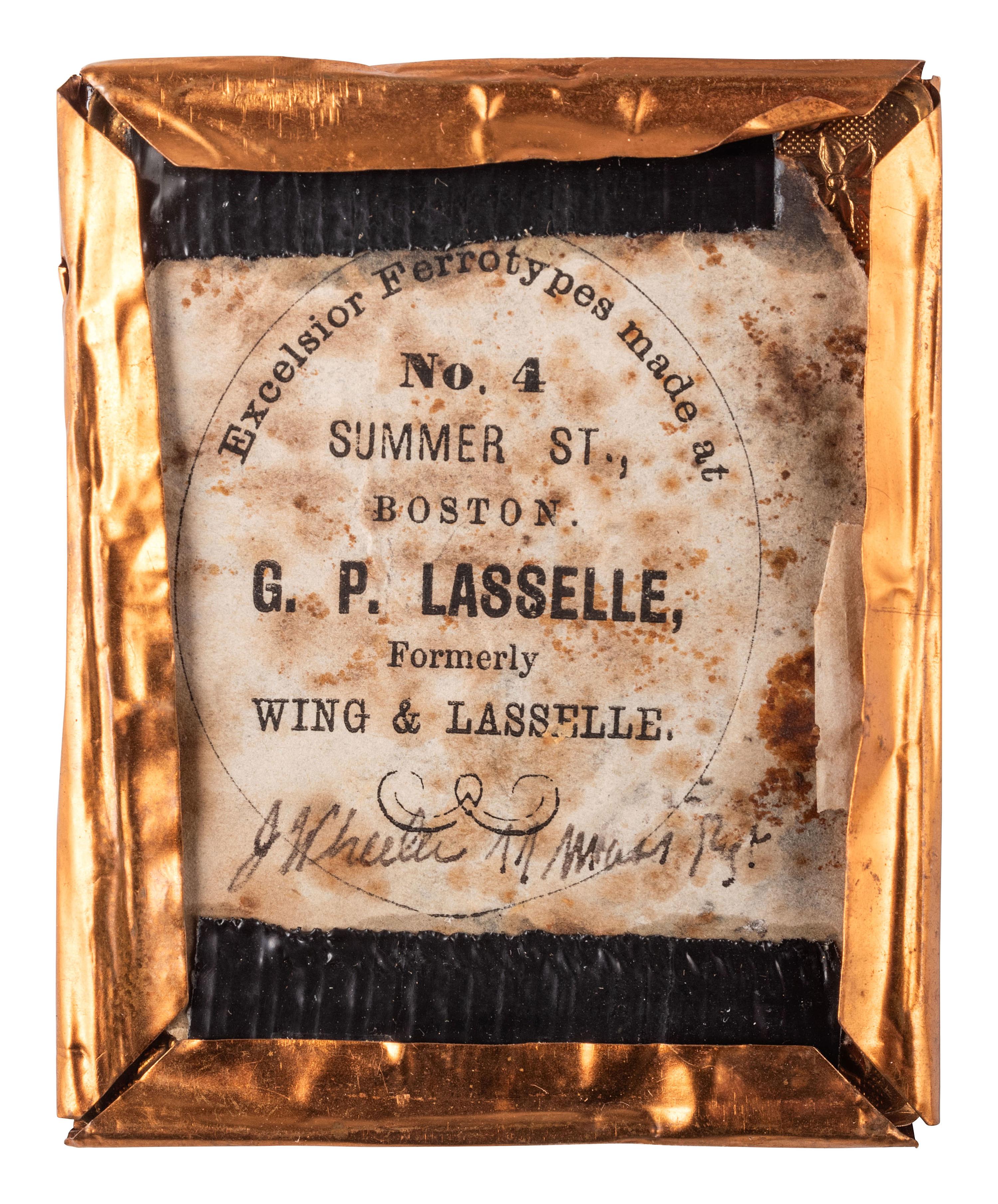 [CIVIL WAR]. LASSELLE, G.P., photographer. Identified ninth plate tintype portrait. COMBINED WITH 305155/176