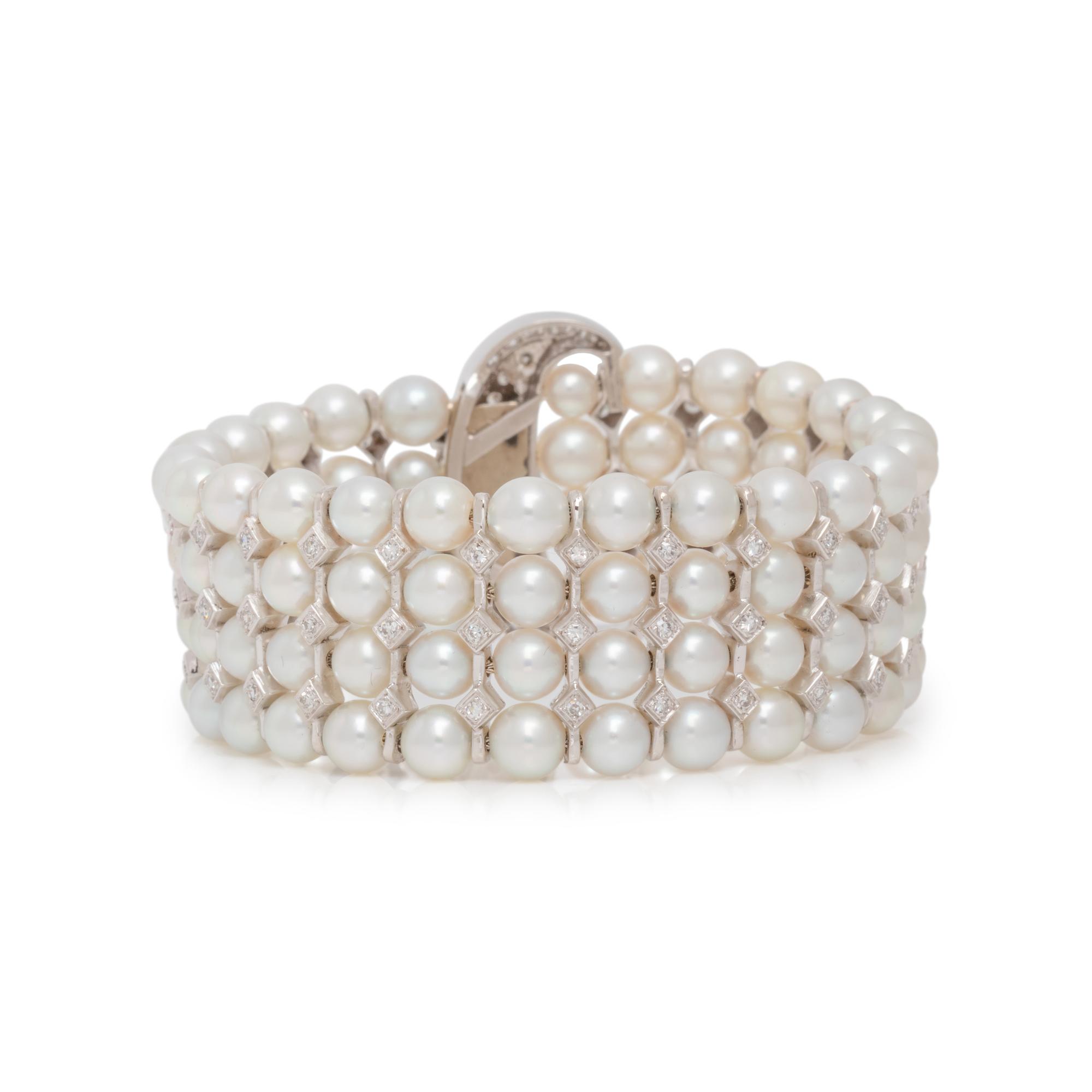 DIAMOND AND CULTURED PEARL BRACELET