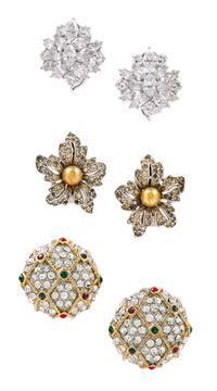 A Group of of Rhinestone Earclips,