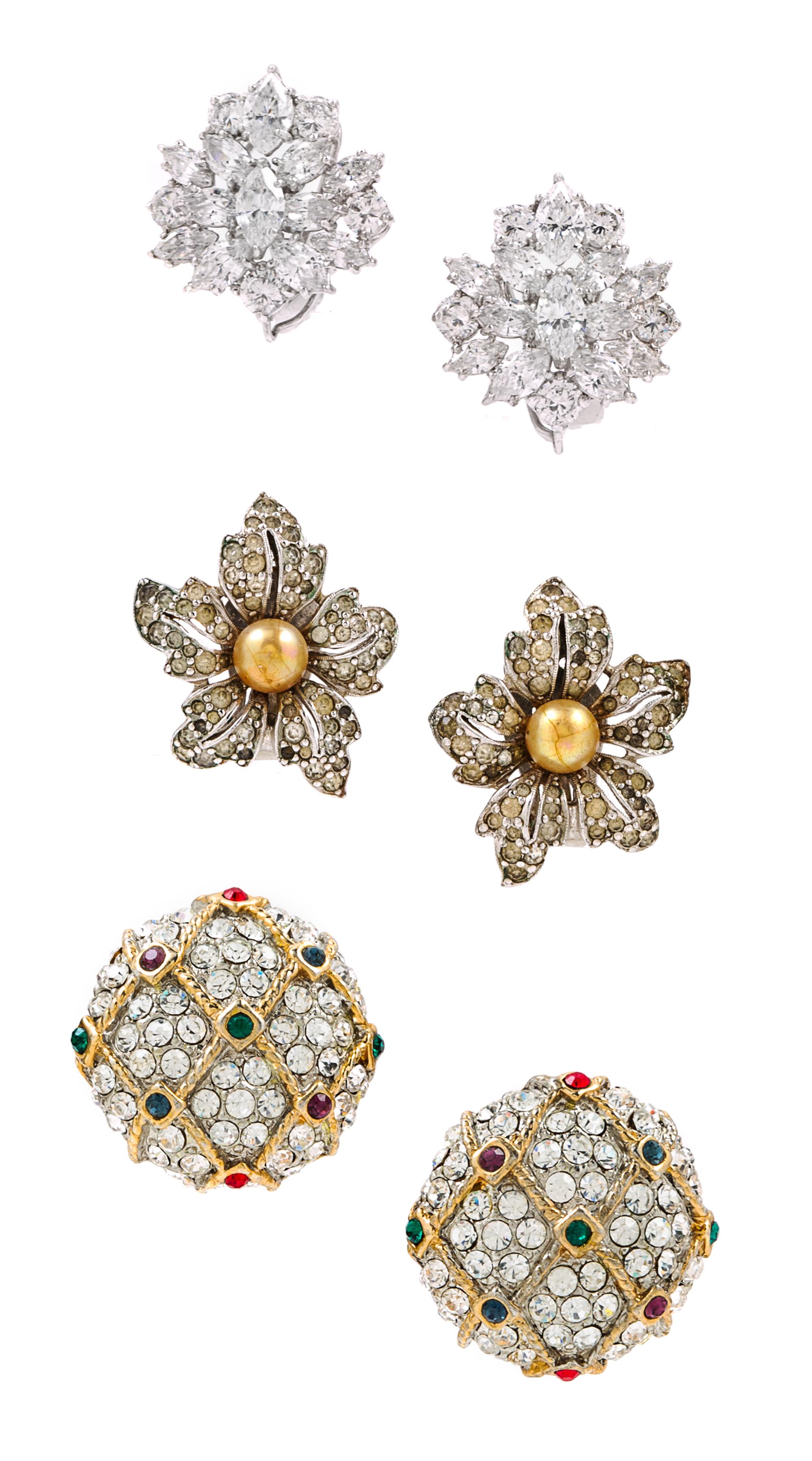 A Group of of Rhinestone Earclips,