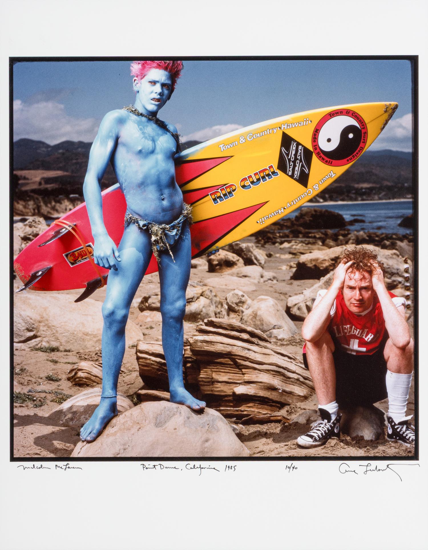 Malcolm McLaren and Christian Fletcher, Point Dume, California, 1985