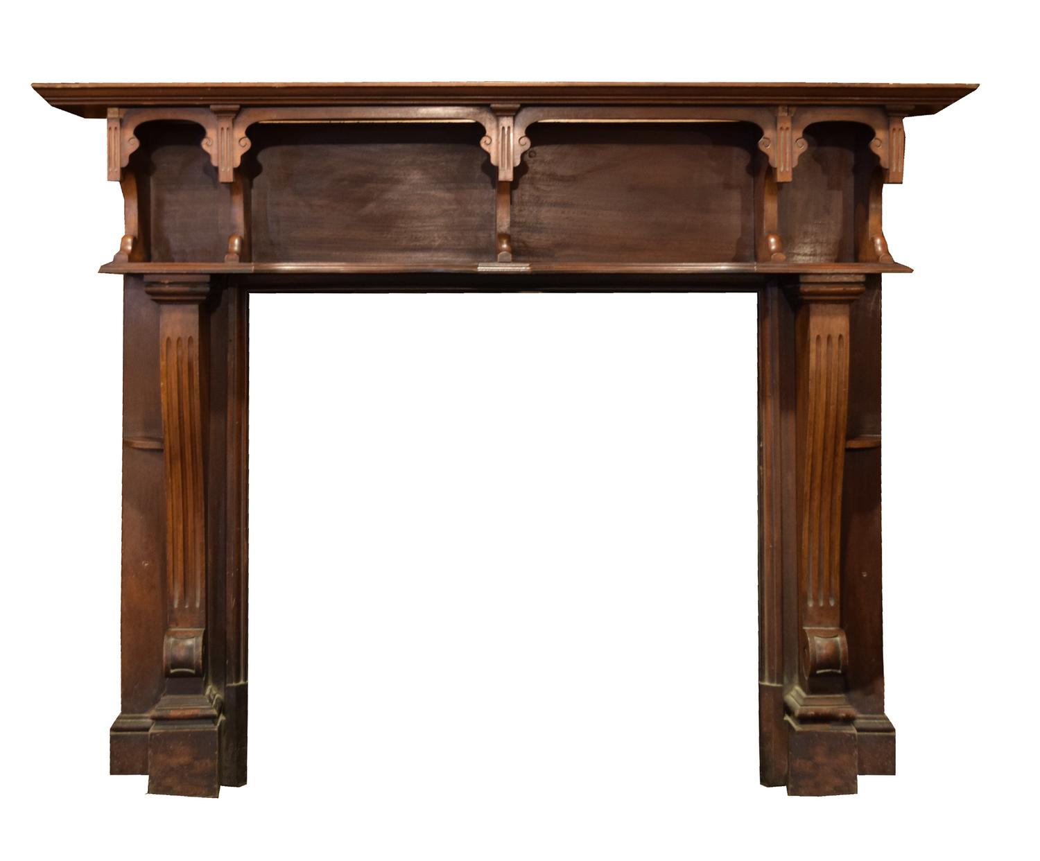 A Walnut Classic Half Mantel 66" W x 10.5" D x 52" H — England, Circa 1880