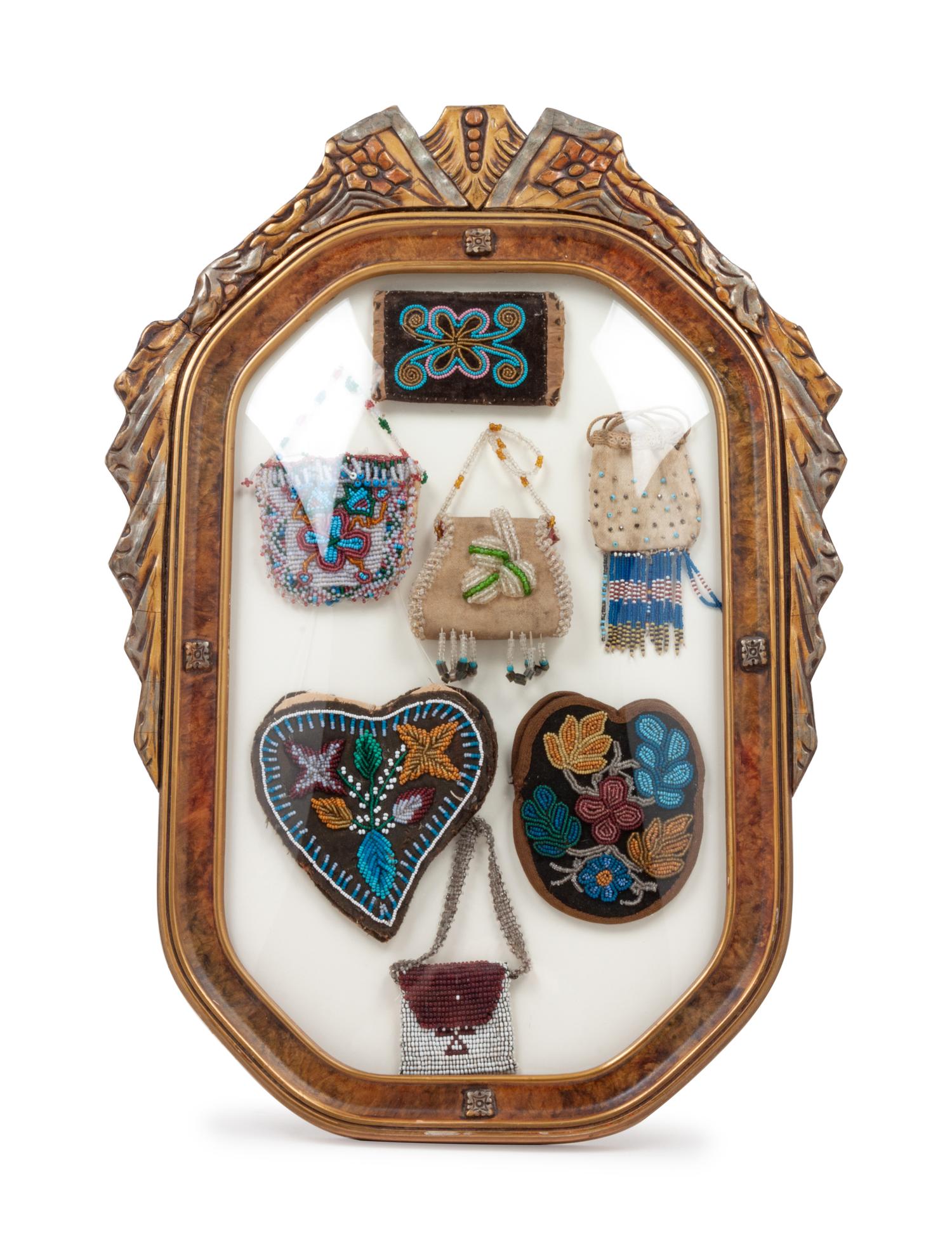 Collection of Eastern Woodlands Beaded Bags in Victorian Frame