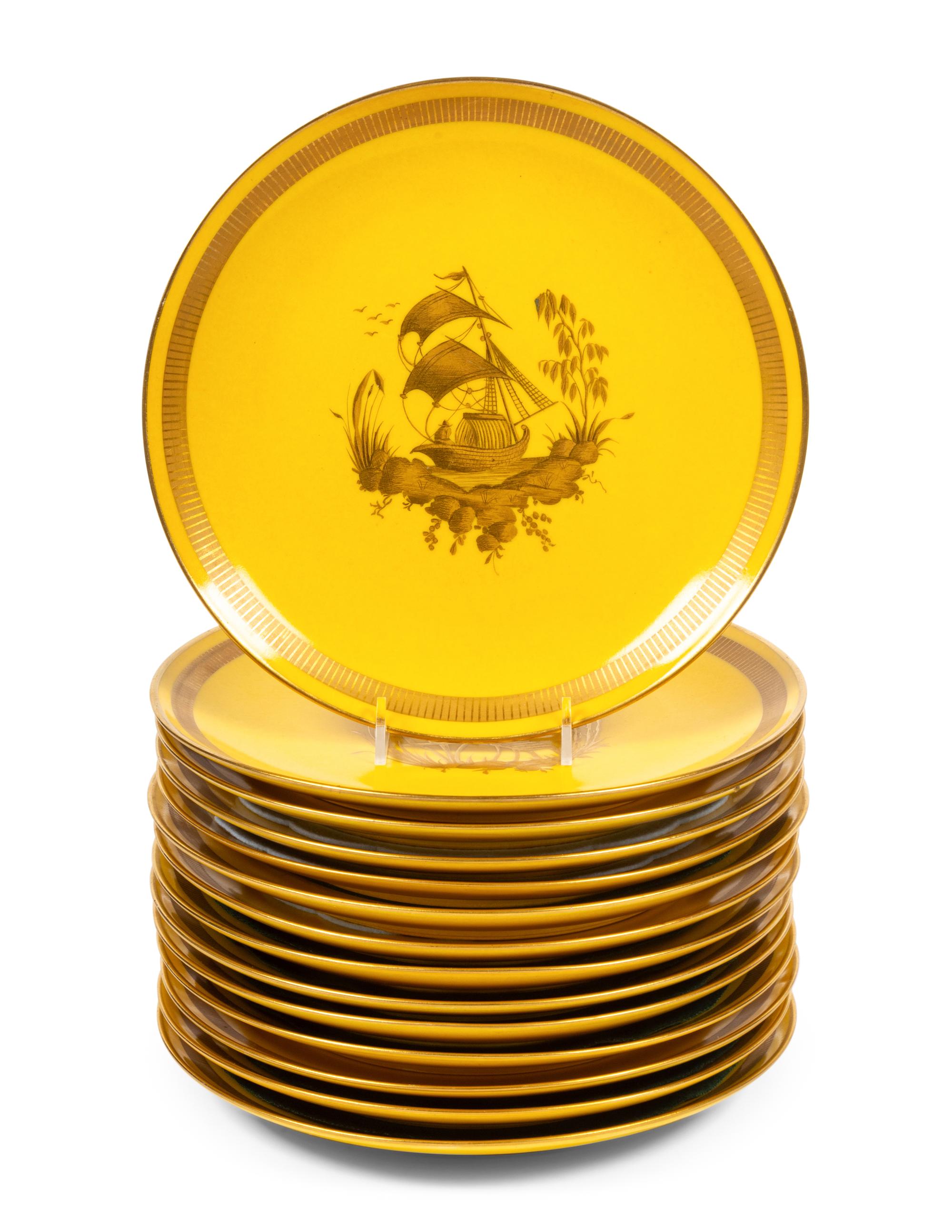 A Set of Fourteen Limoges Porcelain Plates