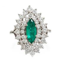 A 14 Karat White Gold, Emerald and Diamond Cocktail Ring, 5.40 dwts.