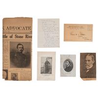 A group of 14 items identified to Captain William L. Curry, Company K, 1st Ohio Volunteer Cavalry, incl. inscribed Model 1840 US Army regulation cavalry saber, belt plate, spurs, and tintype.