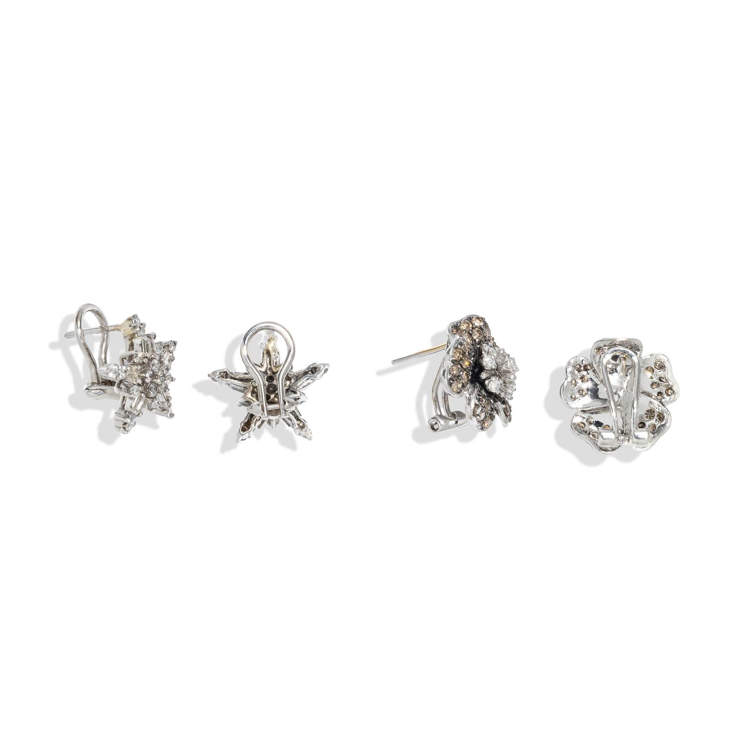 TWO PAIRS OF DIAMOND AND WHITE GOLD EARRINGS