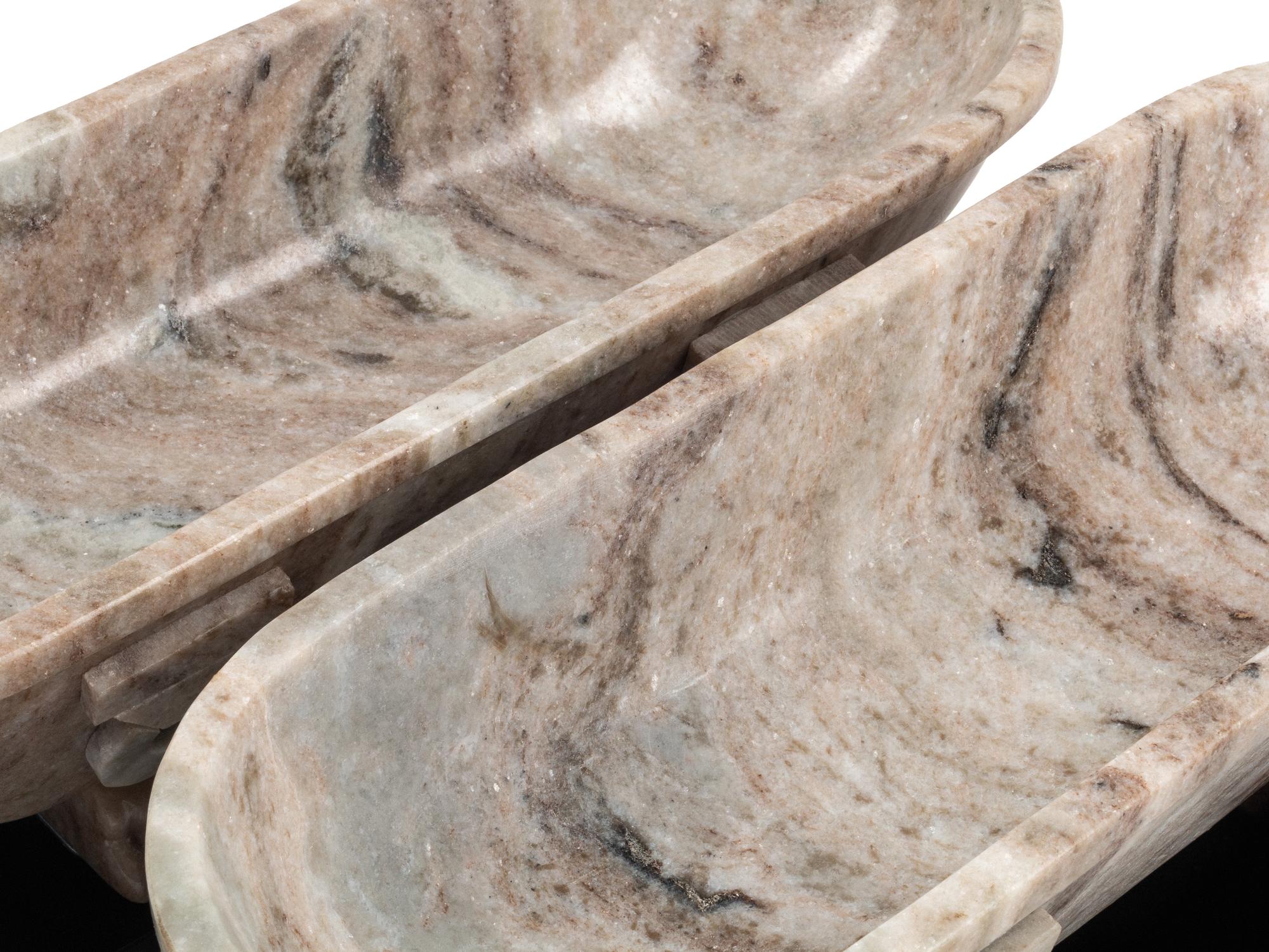A Pair of Grand Tour Style Marble Sarcophogi