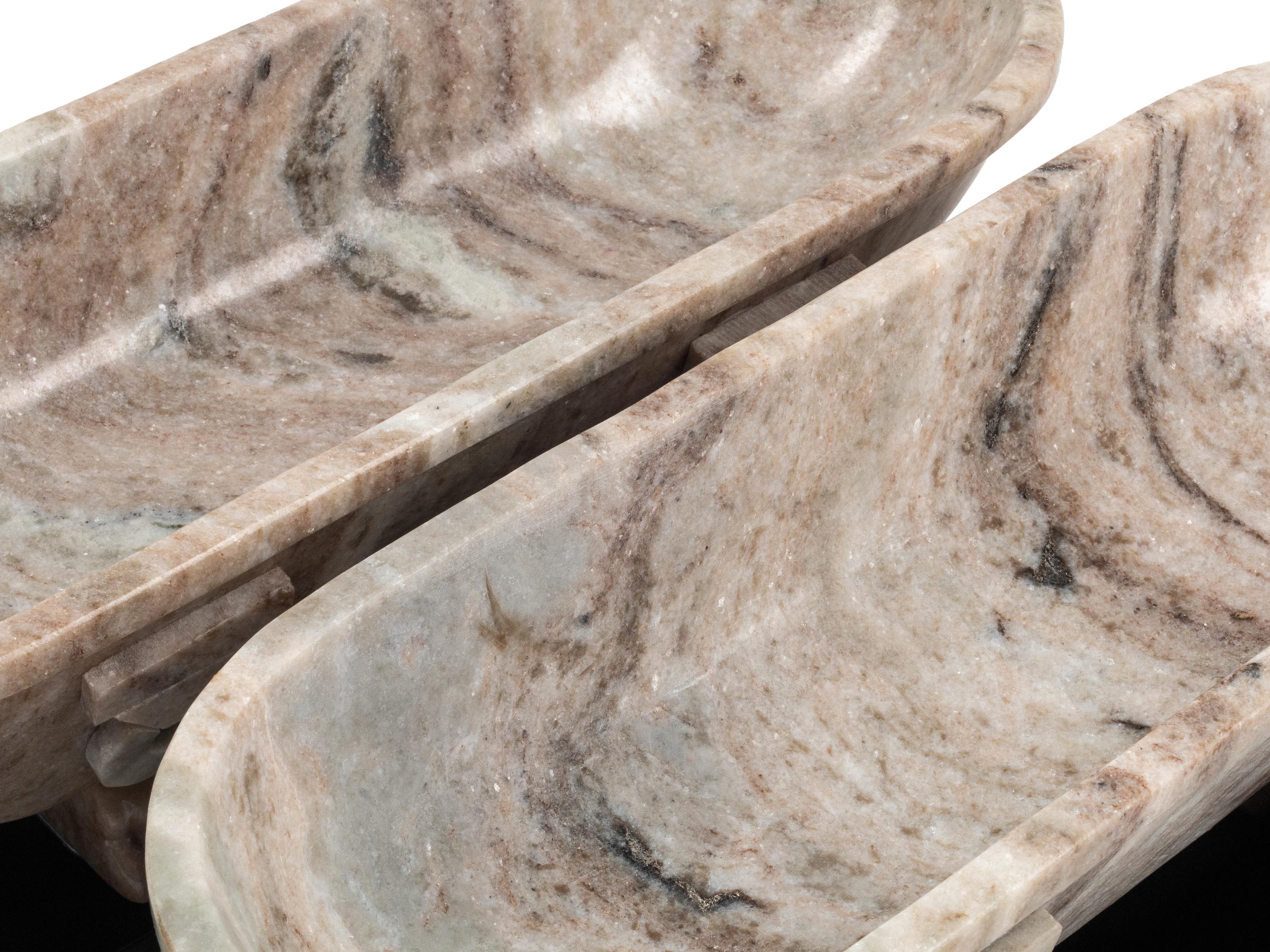A Pair of Grand Tour Style Marble Sarcophogi