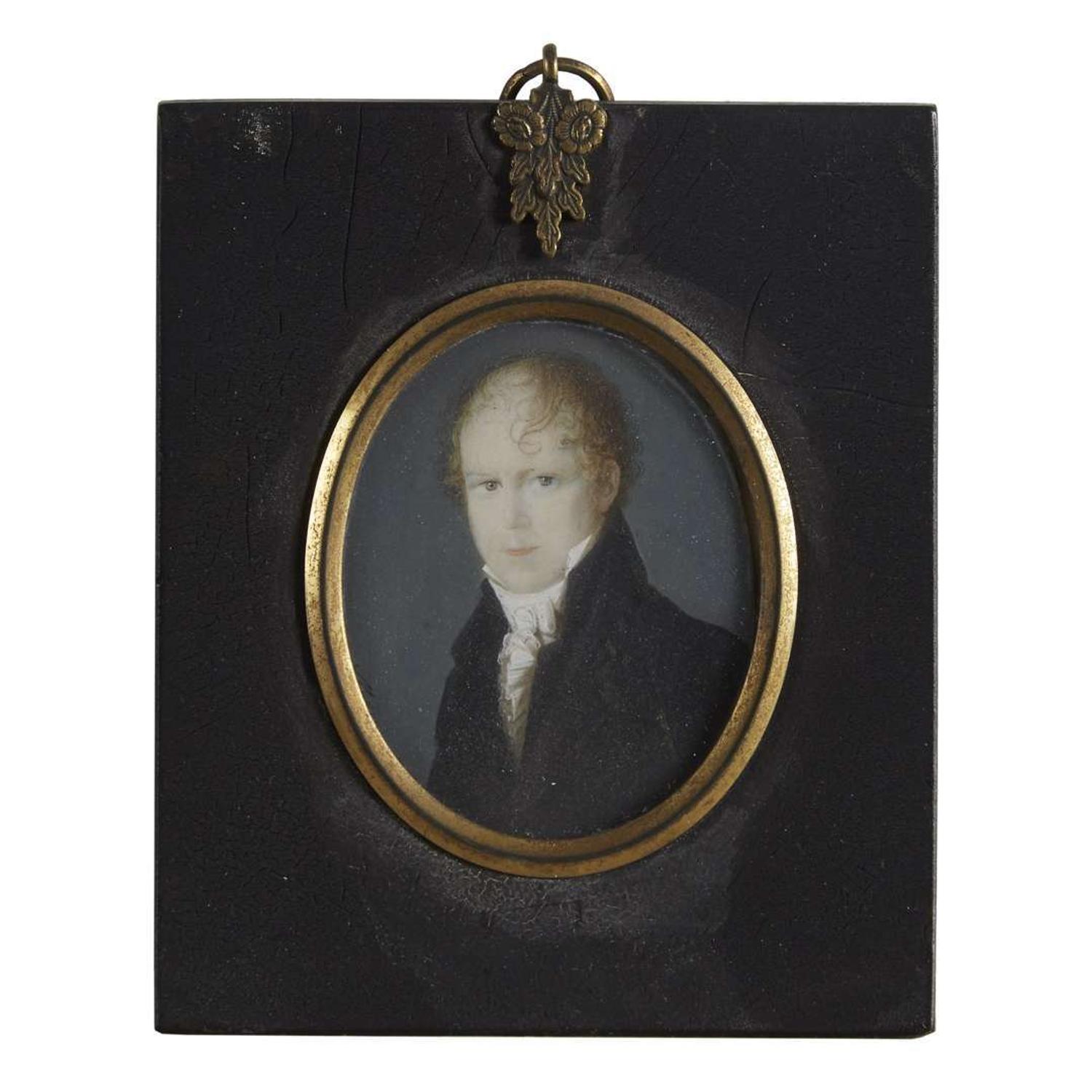Attributed to John Marrass (French, active first quarter 19th century) Pair of portrait miniatures: Eliza Bussey (1783-1841) and Charles Davi