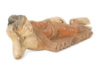 A South-East Asian Carved and Painted Wood Sculpture of a Reclining Buddha — 19th/20th Century