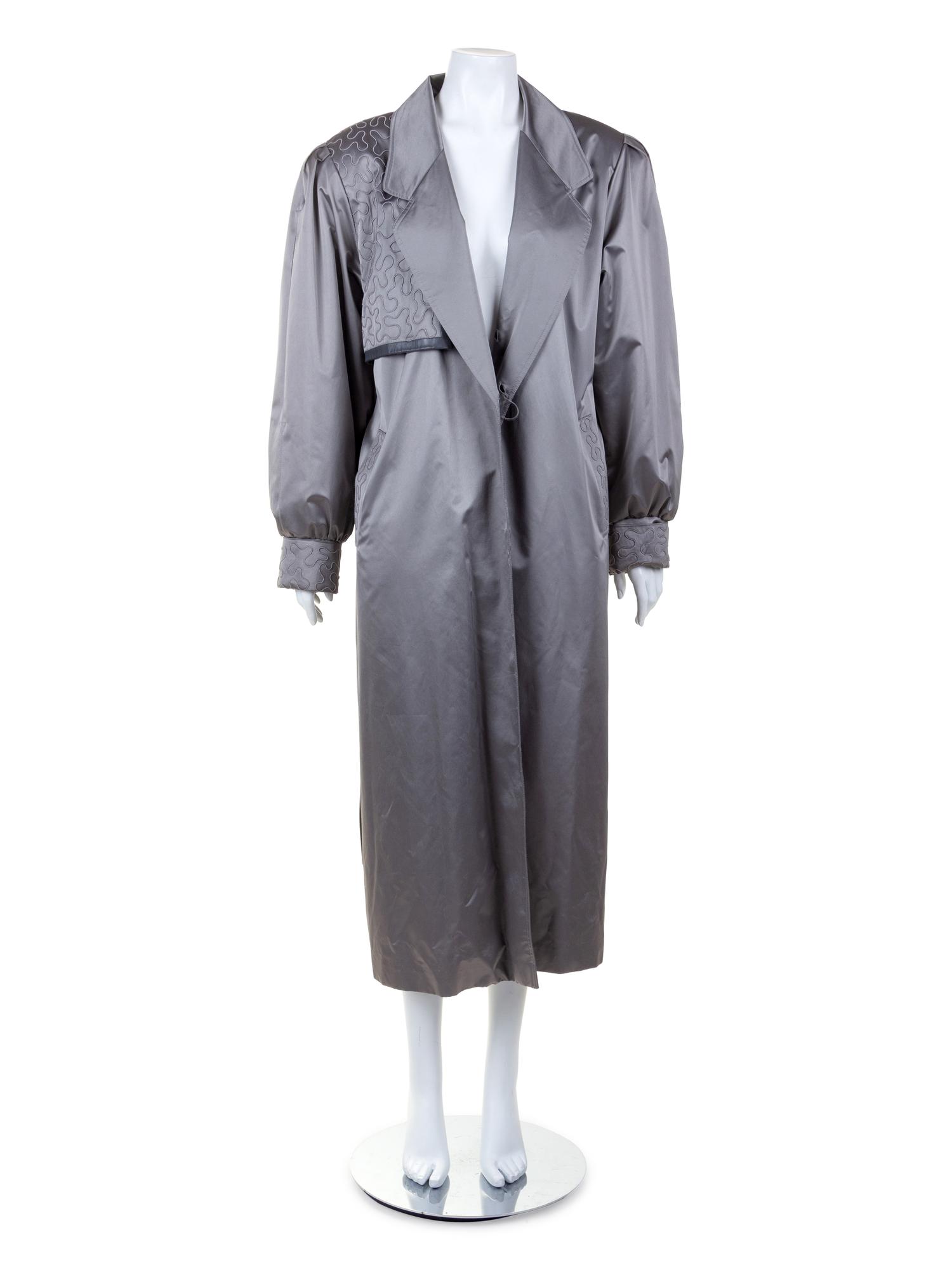 Silver Sateen and Sable and Fox Fur Lined Trench Coat, 1990's-2000's