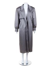 Silver Sateen and Sable and Fox Fur Lined Trench Coat, 1990's-2000's