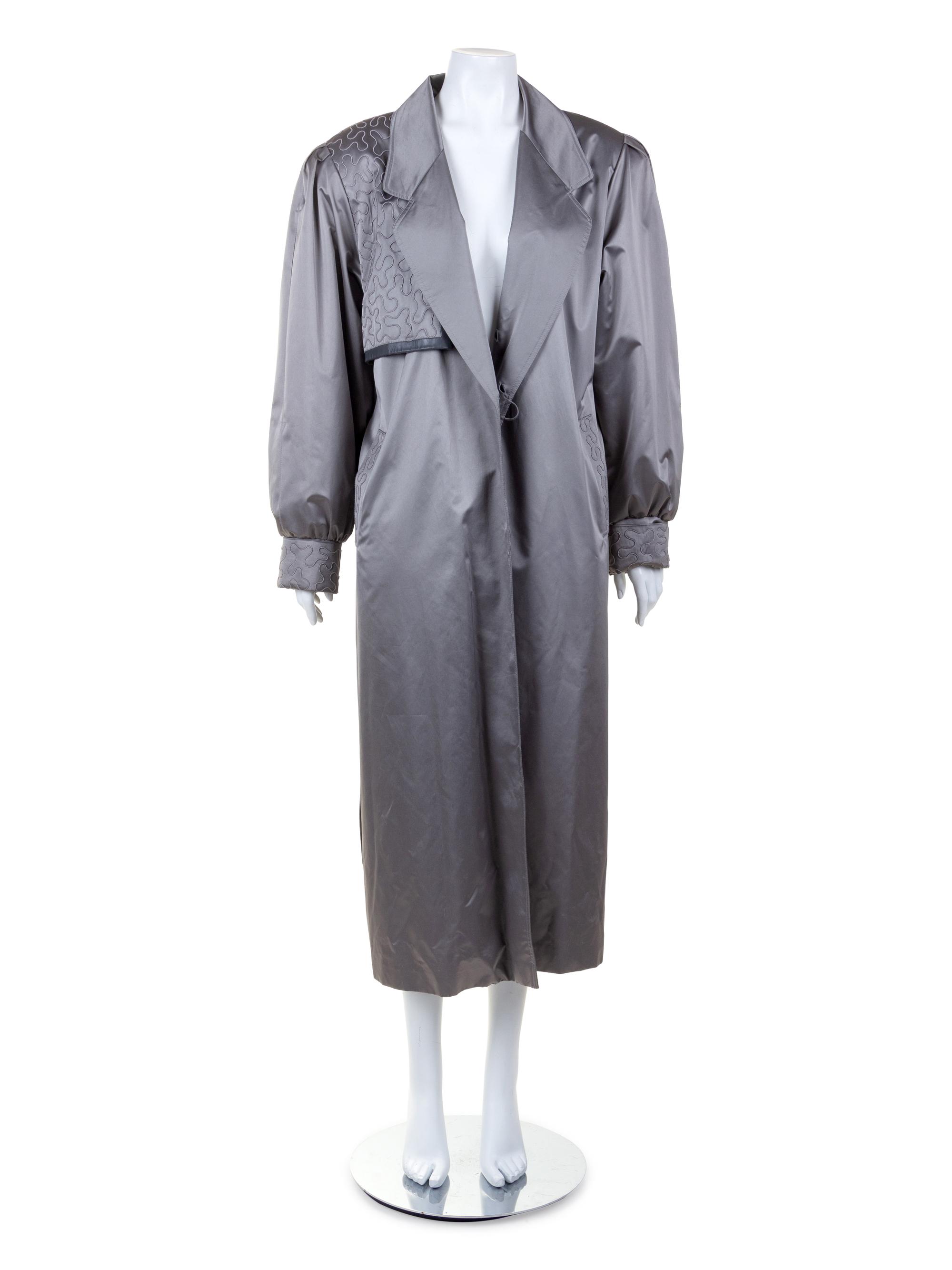 Silver Sateen and Sable and Fox Fur Lined Trench Coat, 1990's-2000's