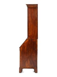 A George II Burl Walnut Slant Front Secretary Bookcase