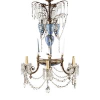 A French Gilt Bronze, Cut Glass and Jasperware Six-Light Chandelier
