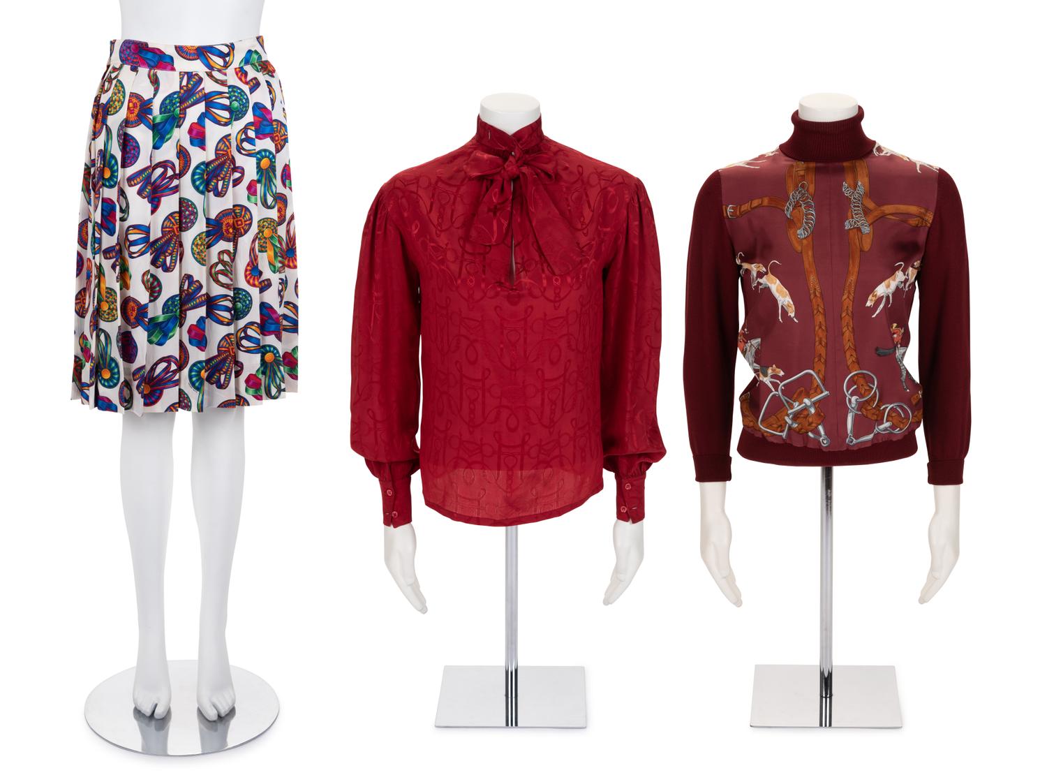 Three Hermès Pieces: Two Tops and One Skirt
