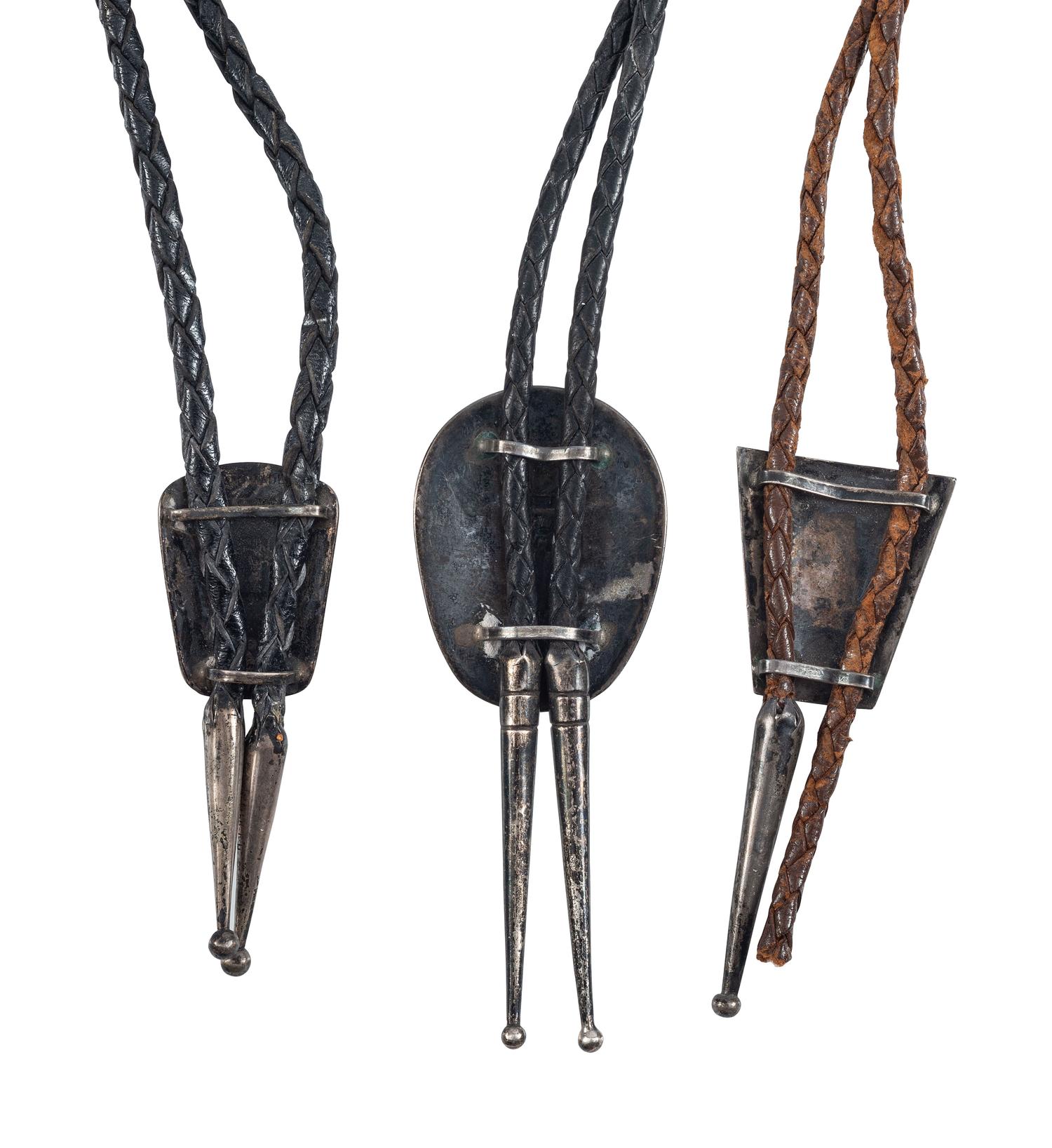 Southwestern-style Silver Bolo Ties, with Inlay