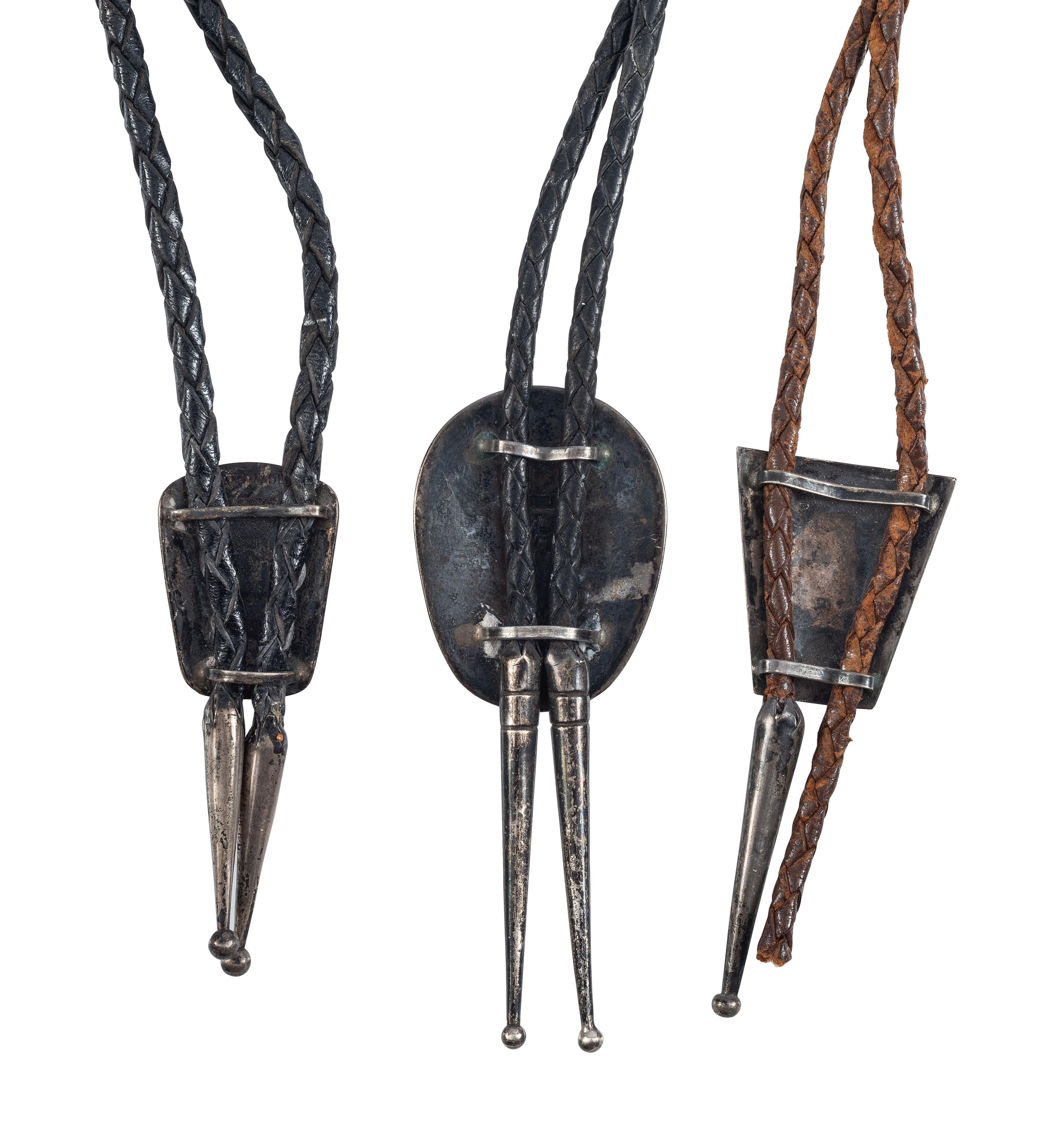 Southwestern-style Silver Bolo Ties, with Inlay