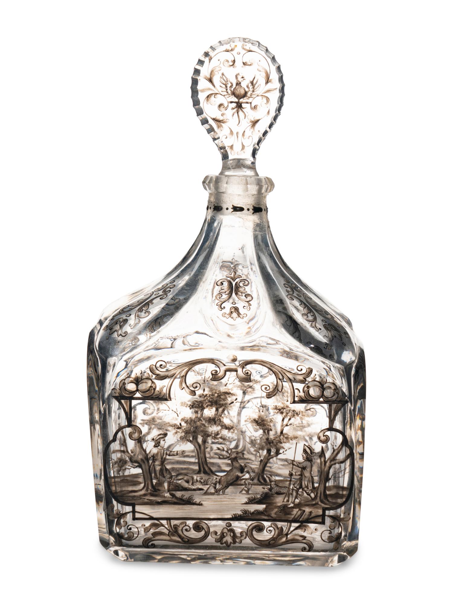 An Émile Gallé En Grisaille Enameled Decanter
