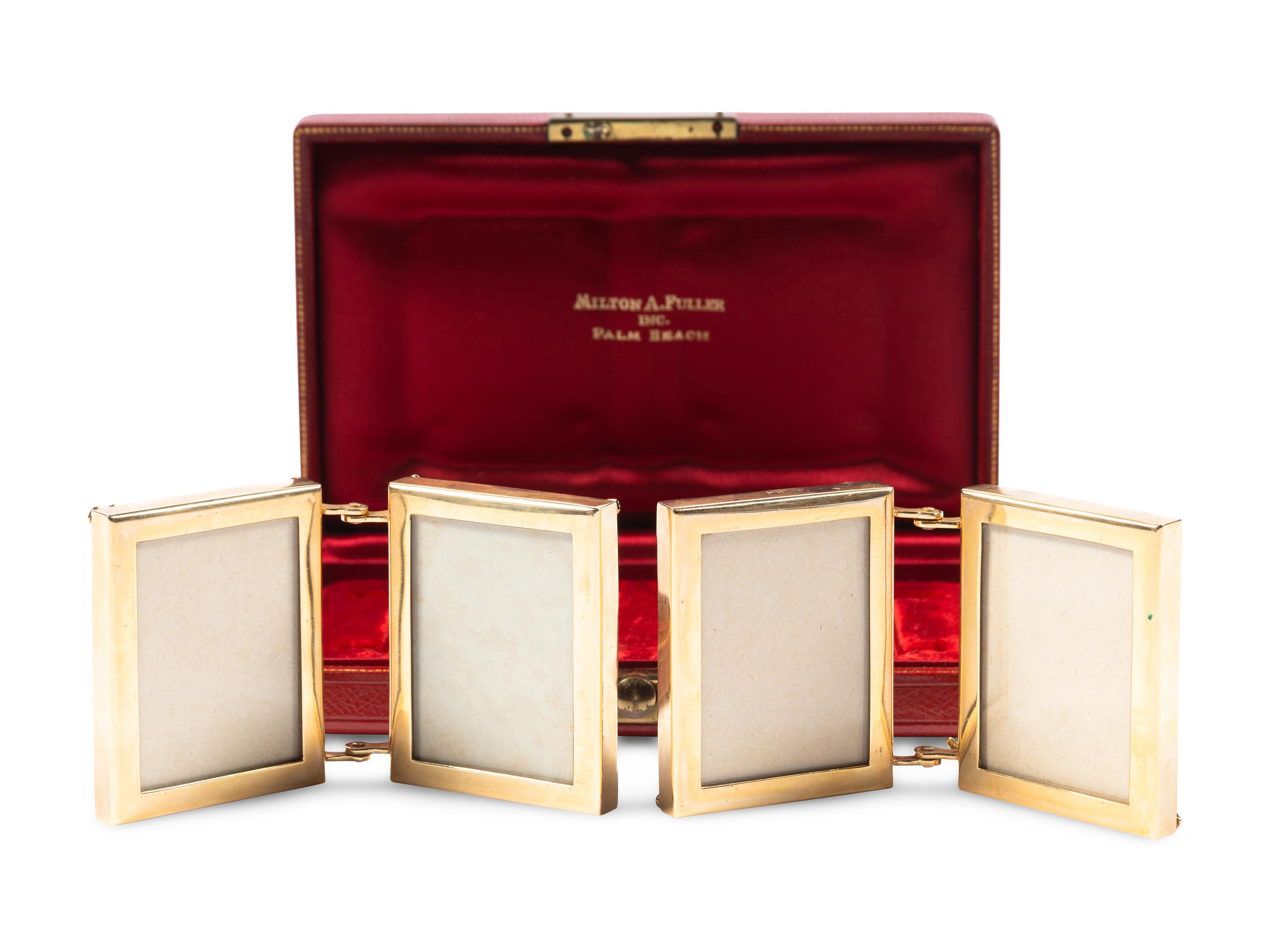 A Pair of American Gold Double-Picture Frames Retailed by Milton-Fuller