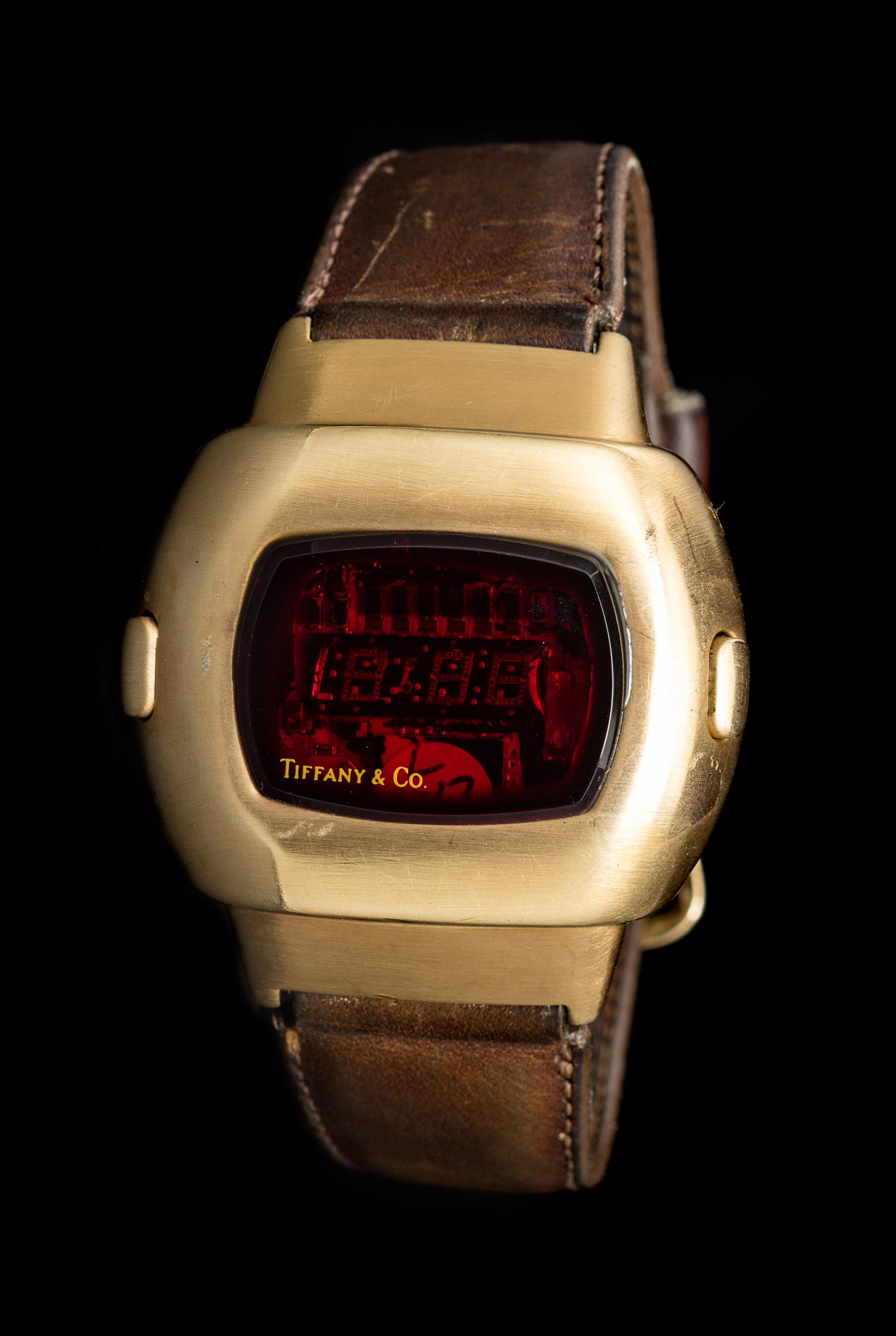 A 14 Karat Yellow Gold P3 Digital Calendar Wristwatch, Pulsar for Tiffany & Co., Circa 1974,