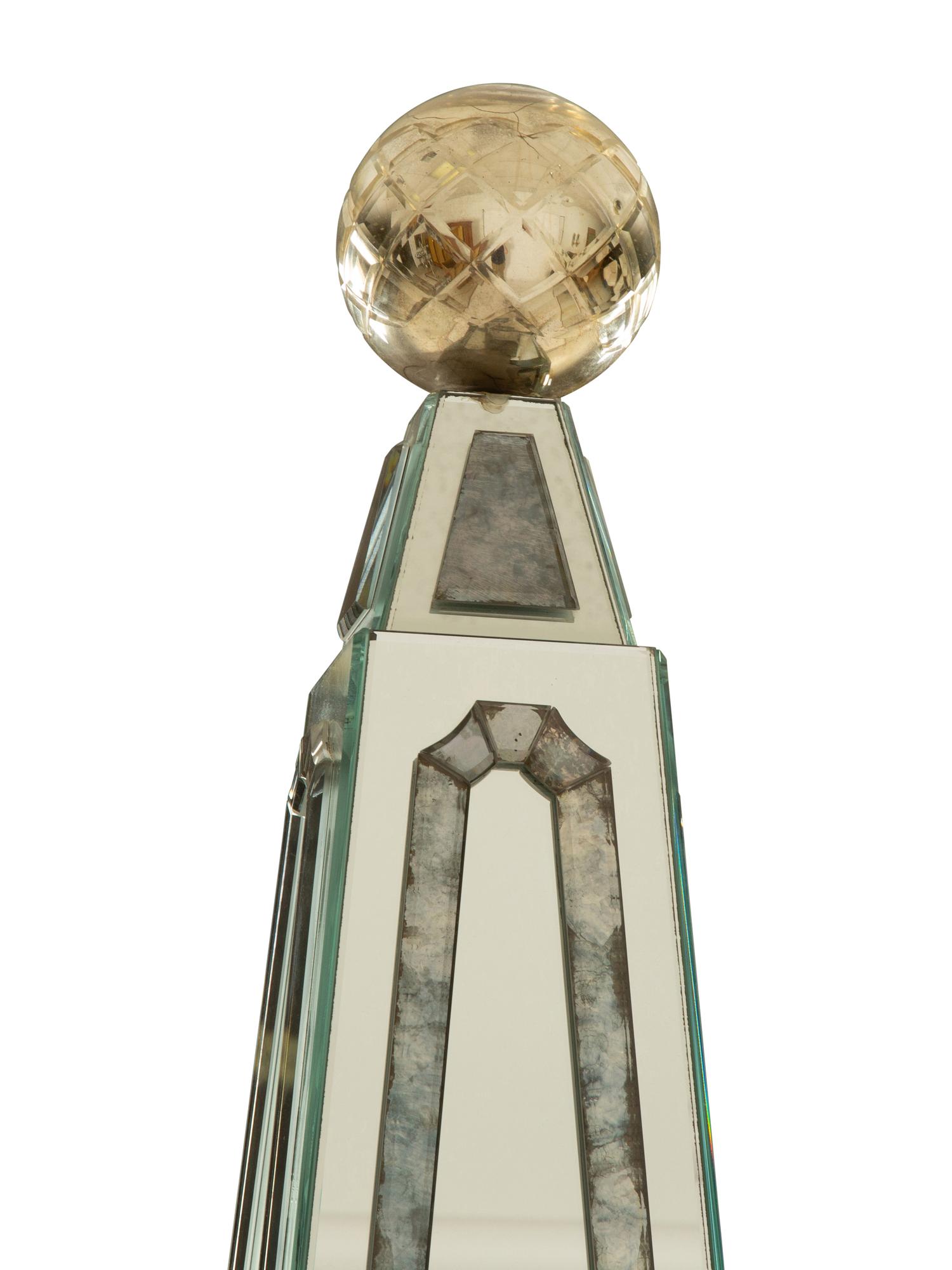 A Depp Glass Neoclassical Style Mirrored Obelisk — American, Mid-20th Century