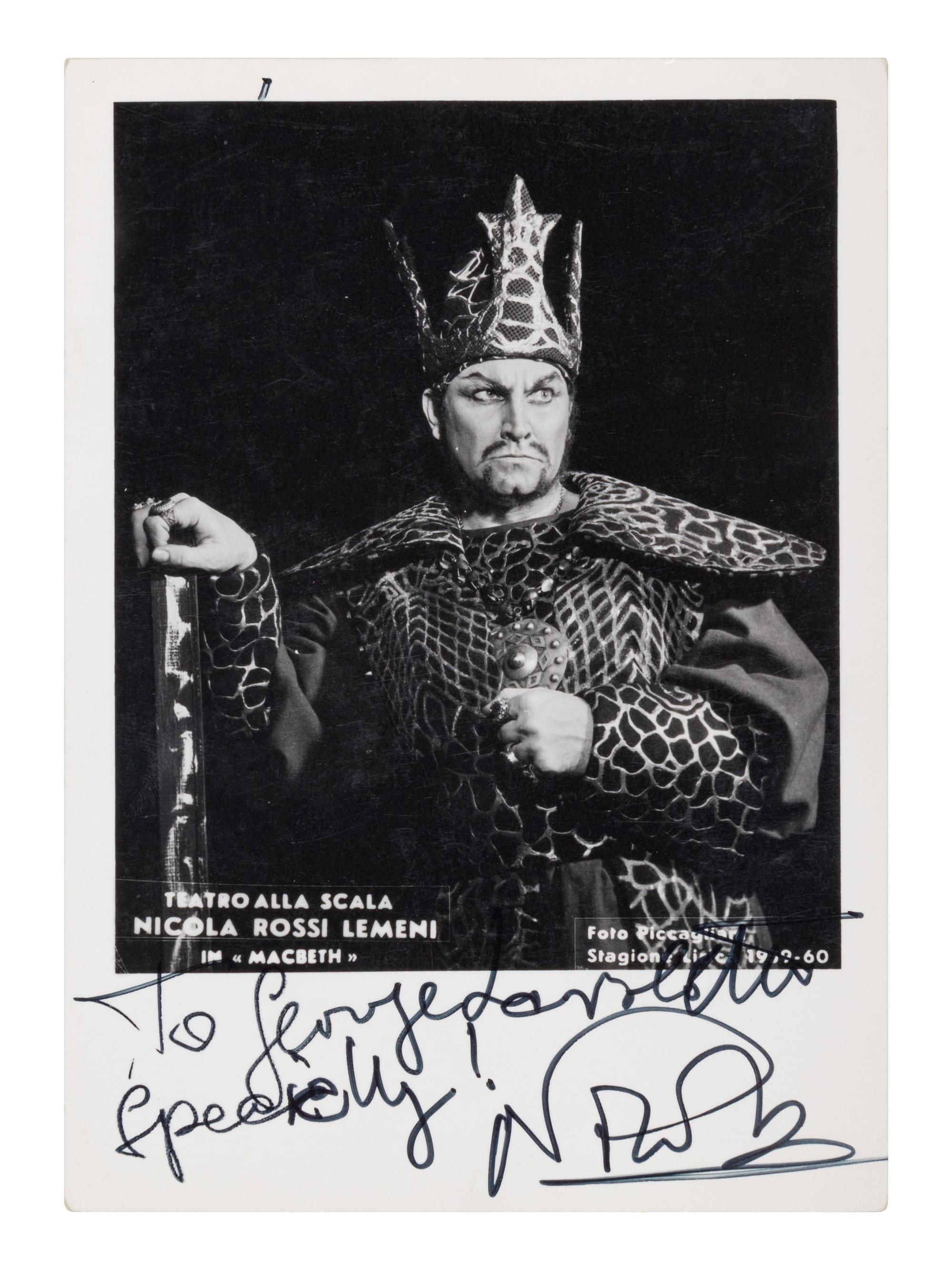 [20TH-CENTURY OPERA SINGERS]. A group of 6 photographs of opera singers from the 1950s-1960s, most signed, comprising images of: