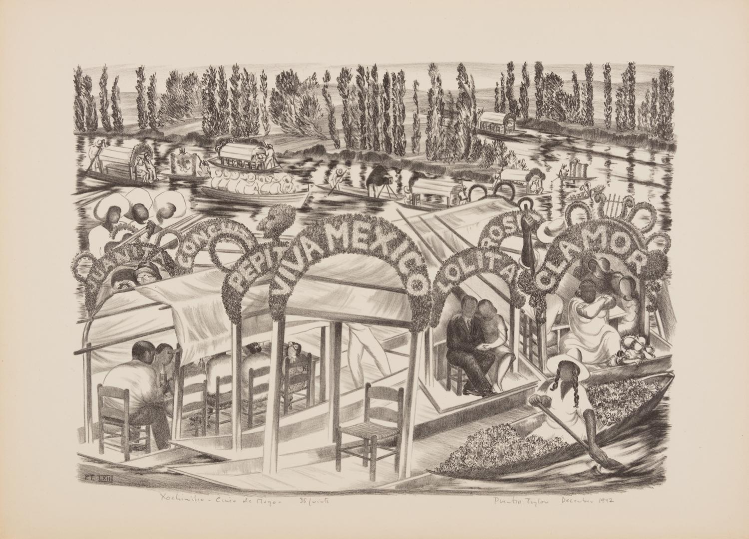 A group of four prints ( Connecticut Light and Power; From Rosslyn to Georgetown; New Hampshire Barn; Xochimilco Cinco de Mayo )