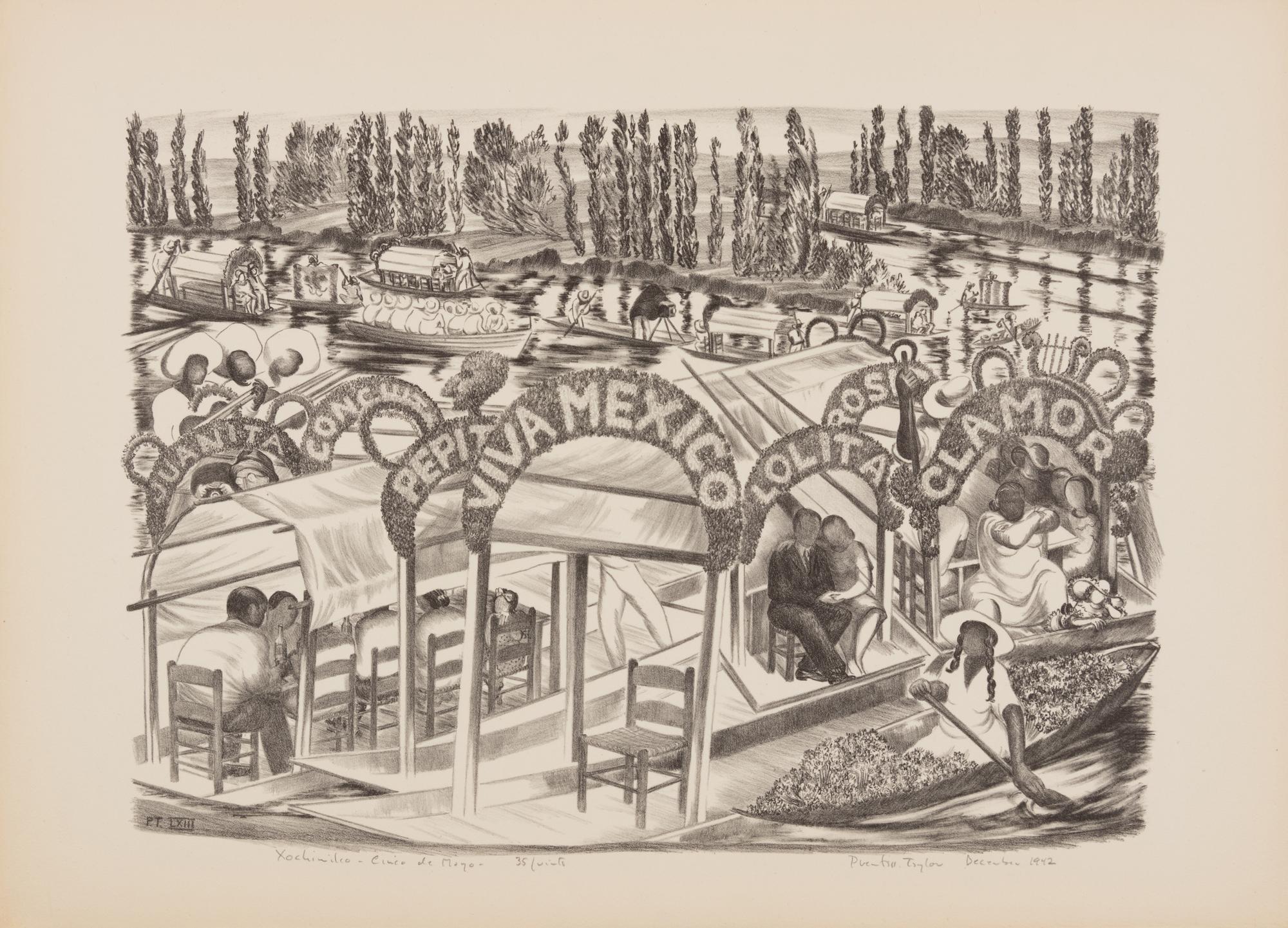 A group of four prints ( Connecticut Light and Power; From Rosslyn to Georgetown; New Hampshire Barn; Xochimilco Cinco de Mayo )