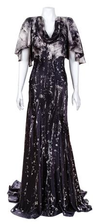 An Alexander McQueen Black and White Print Silk Gown, Size 38.