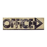 A Hand-Painted Metal Office Sign, with Stand 20" W x 3" D x 6.25" H — United States, 20th Century