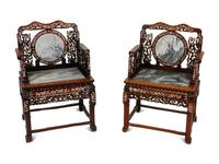 A Mother-of-Pearl Inlaid Rosewood Altar Table and Three Armchairs