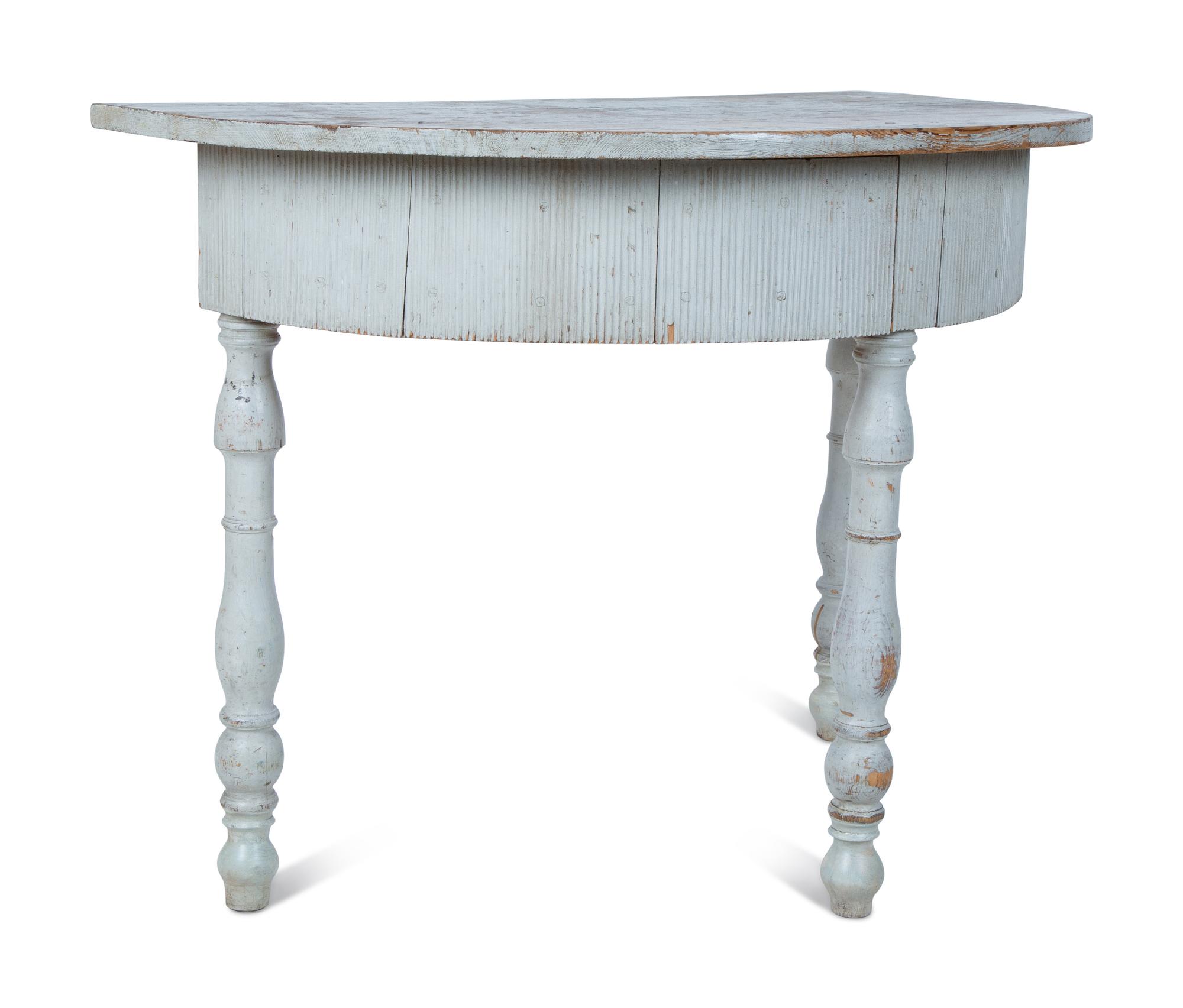 A Swedish Painted Demilune Console Table