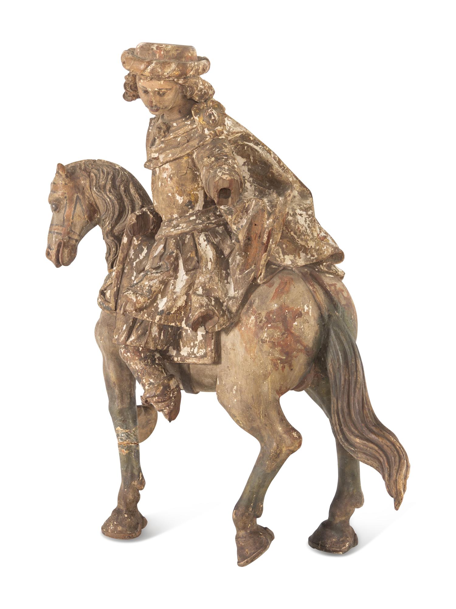 A Large Continental Carved and Painted Figural Group