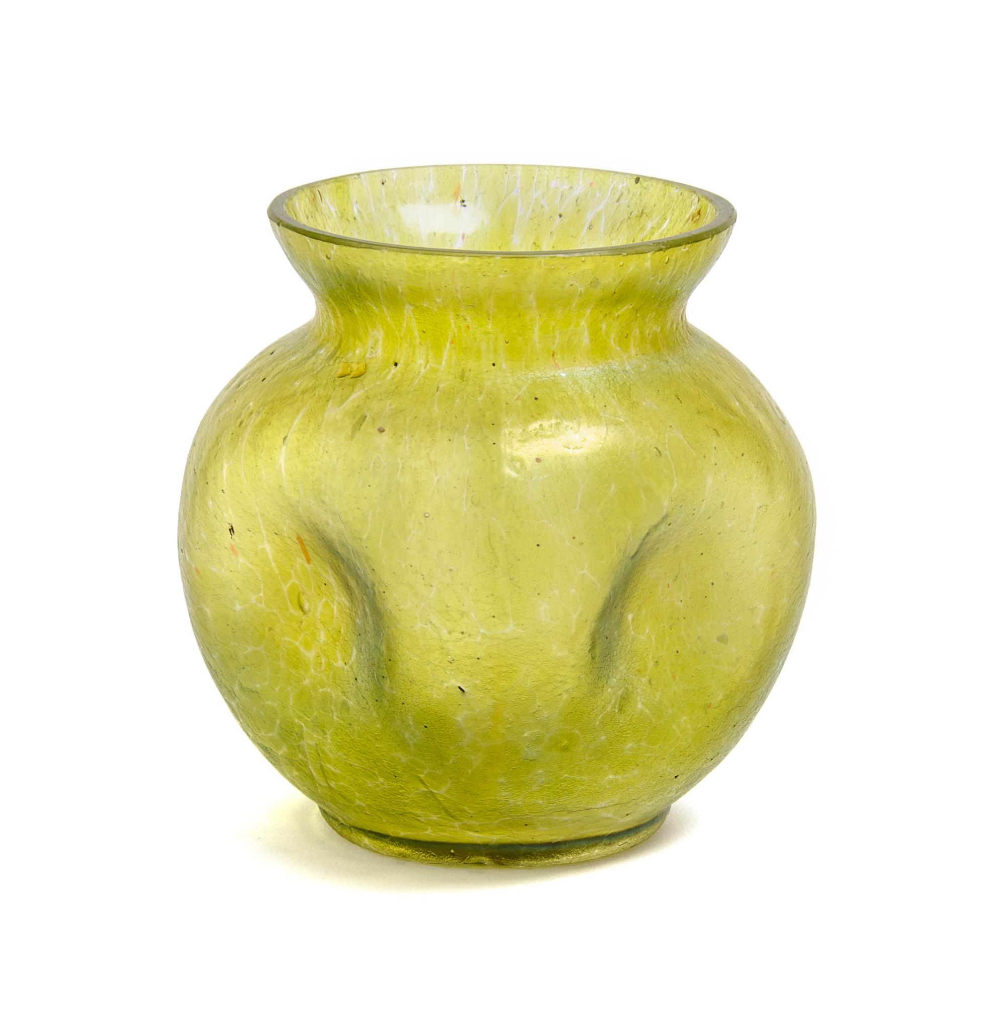A Loetz Iridescent Glass Vase Height 3 1/4 inches.