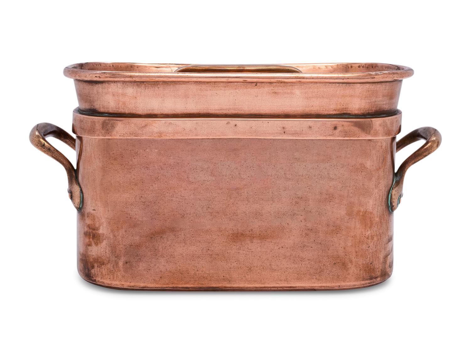 A French Copper Daubière with Brass Handles
