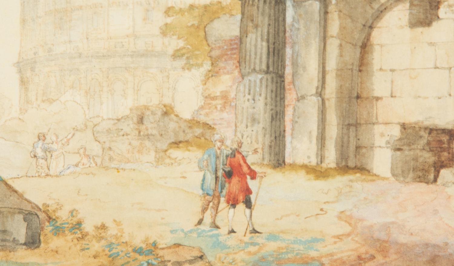 Connoisseurs Viewing the Temple of Minerva Behind the Colosseum