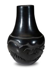 Carved Blackware Pottery Jar, with Avanyu