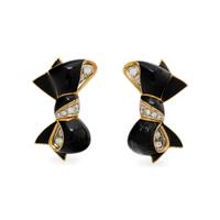 VERDURA, DIAMOND AND ENAMEL BOW EARRINGS