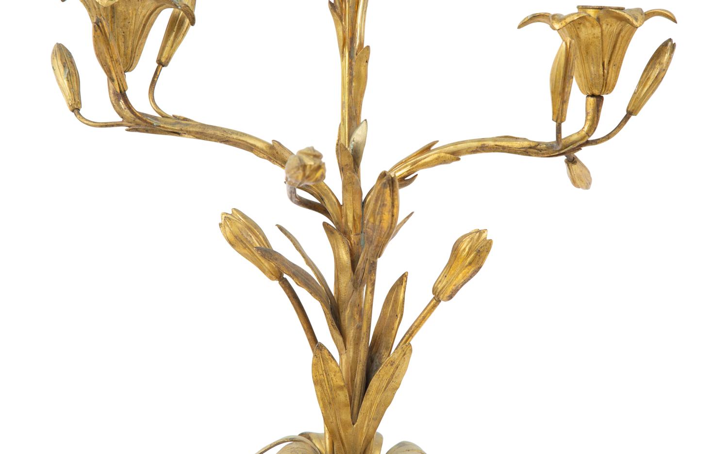 A Pair of French Gilt Bronze Two-Light Candelabra