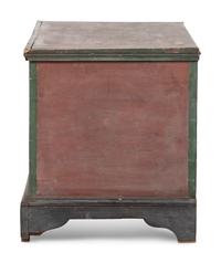 An Ohio Mennonite Red and Green Painted Stencil-Decorated Poplar Blanket Chest