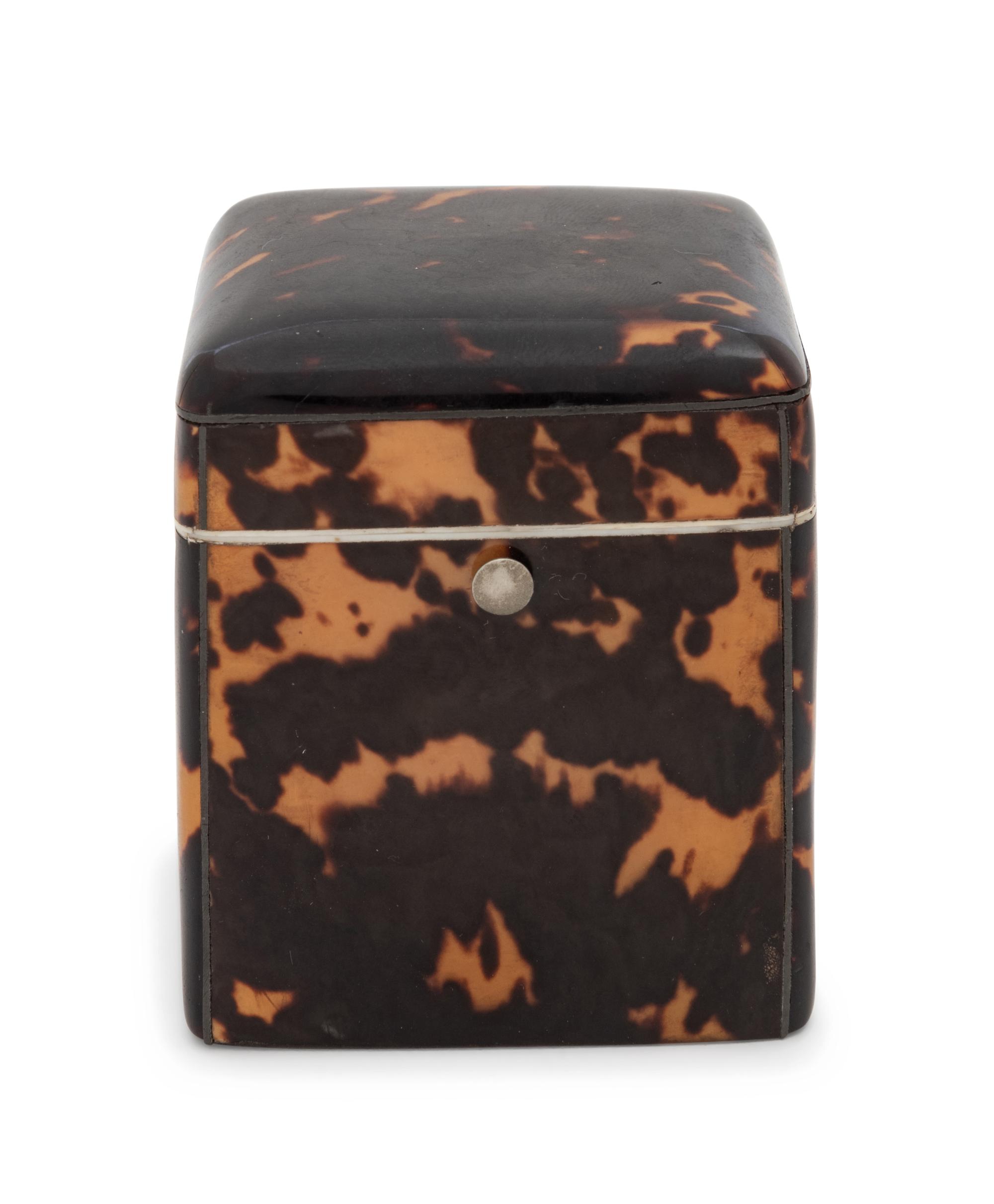 An English Tortoise Shell Veneered Tea Caddy