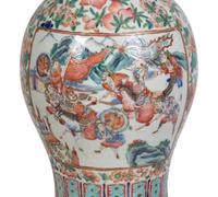 A Rose Medallion Porcelain Vase Mounted as a Lamp Circa 1850