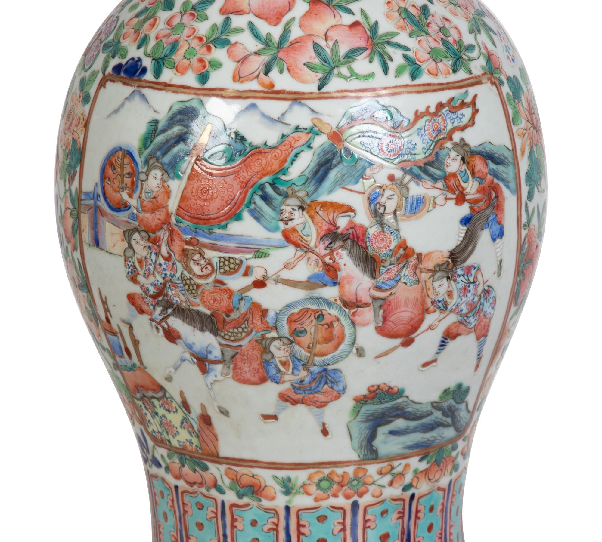 A Rose Medallion Porcelain Vase Mounted as a Lamp Circa 1850