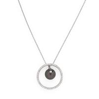 Cultured Pearl, Diamond, and White Gold Pendant Necklace