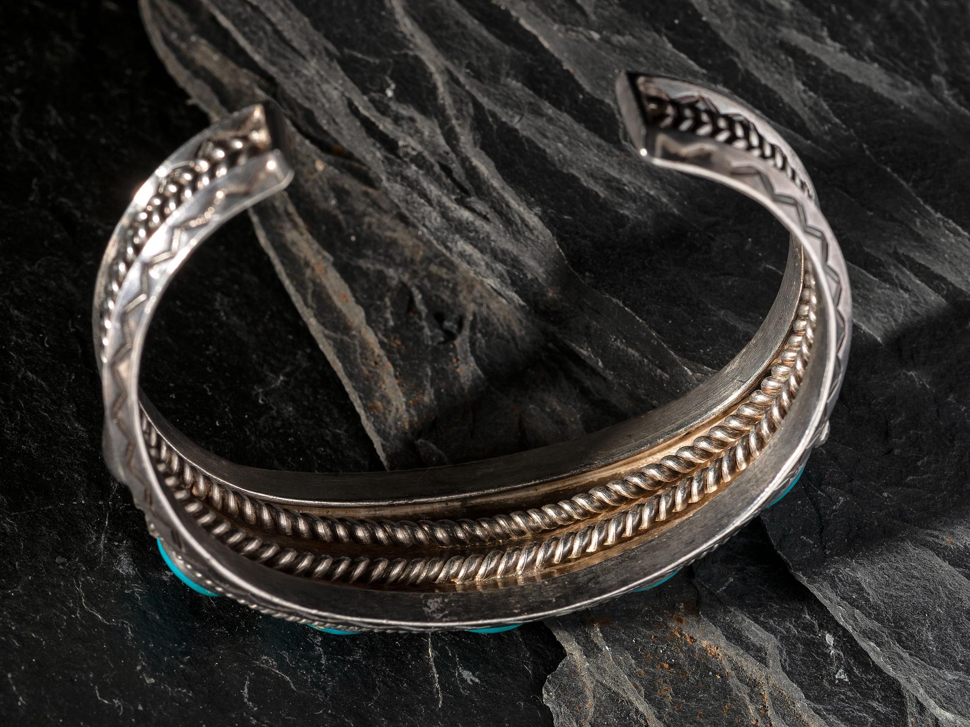 Navajo Silver and Turquoise Cuff Bracelet