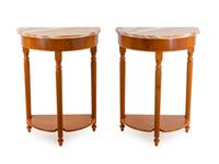 A Pair of Onyx and Walnut Console Tables — 20TH CENTURY