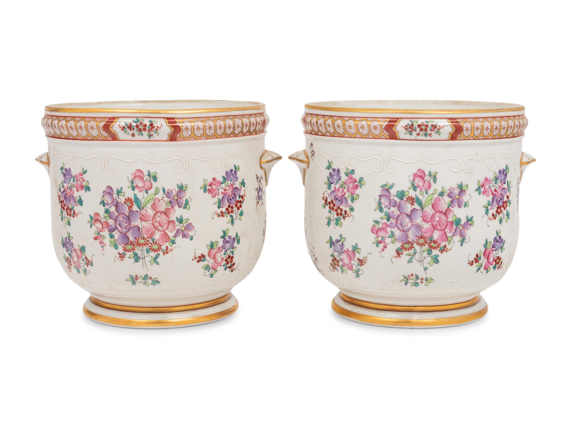 A Pair of Samson Porcelain Cache Pots